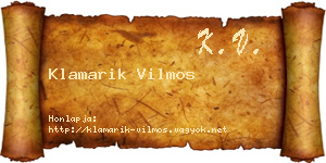 Klamarik Vilmos névjegykártya